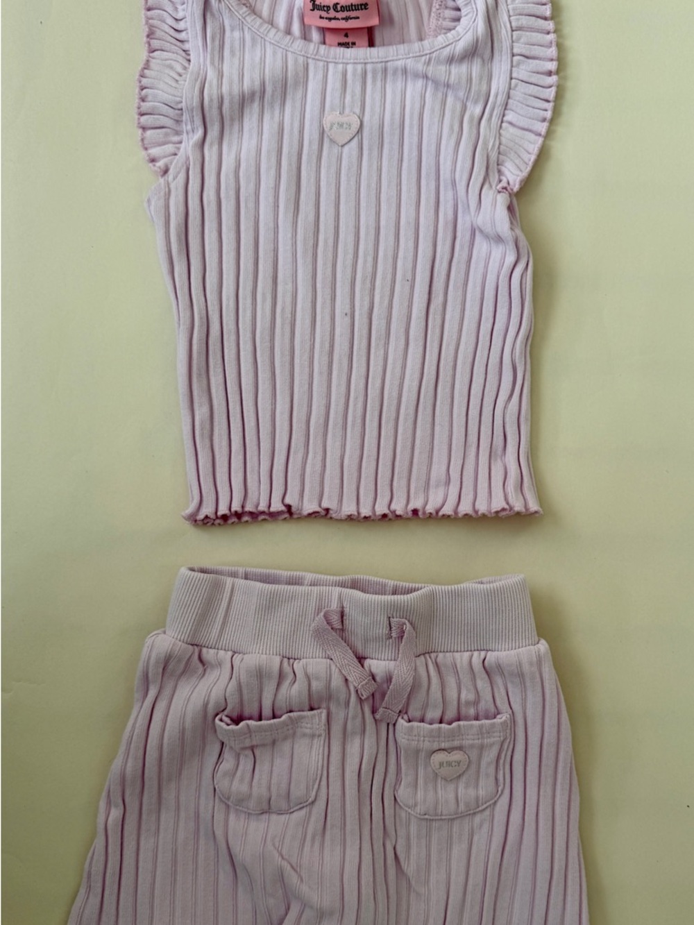 Juicy Couture Pink Ribbed Tank & Shorts Matching Set